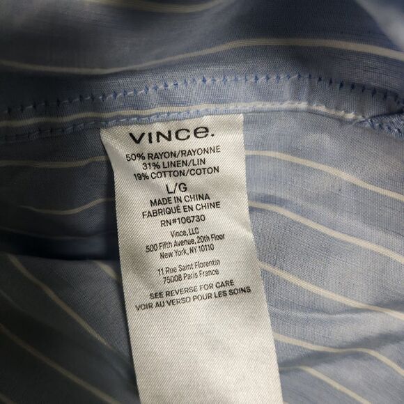 Vince Blue Striped Button-Down Shirt | Size L - Picture 8 of 10